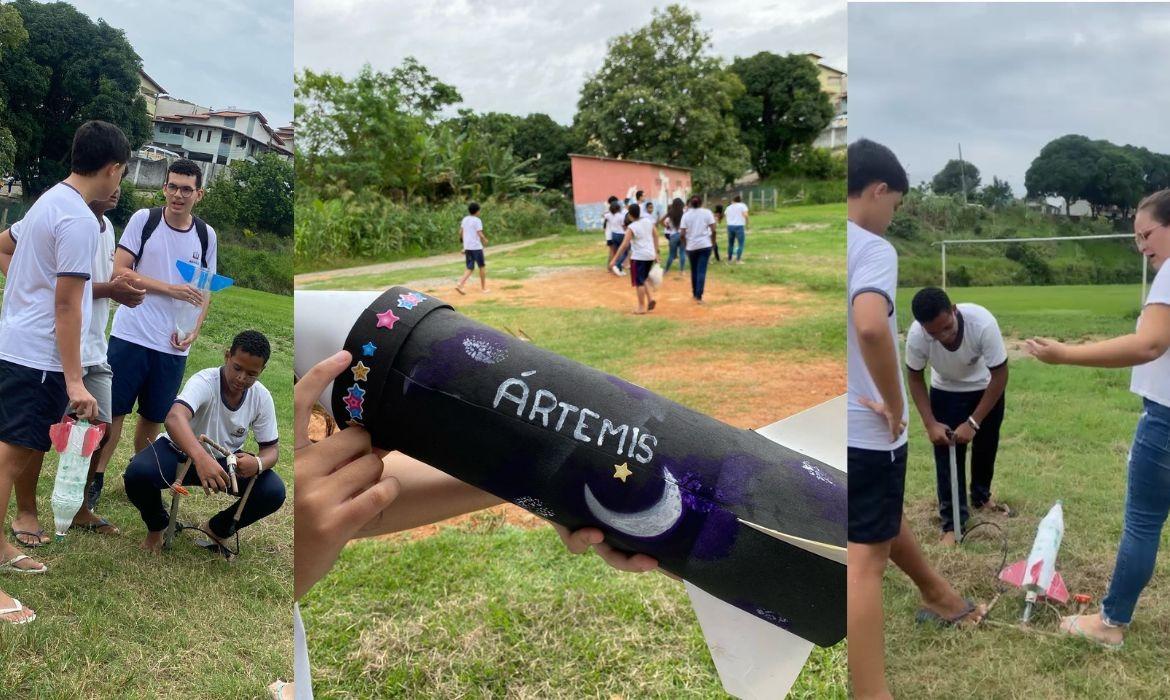 Olimpíada Brasileira de Astronomia e Astronáutica: estudantes da Emef "Luiza Silvina Jardim Rebuzzi" constroem foguetes de garrafas PET