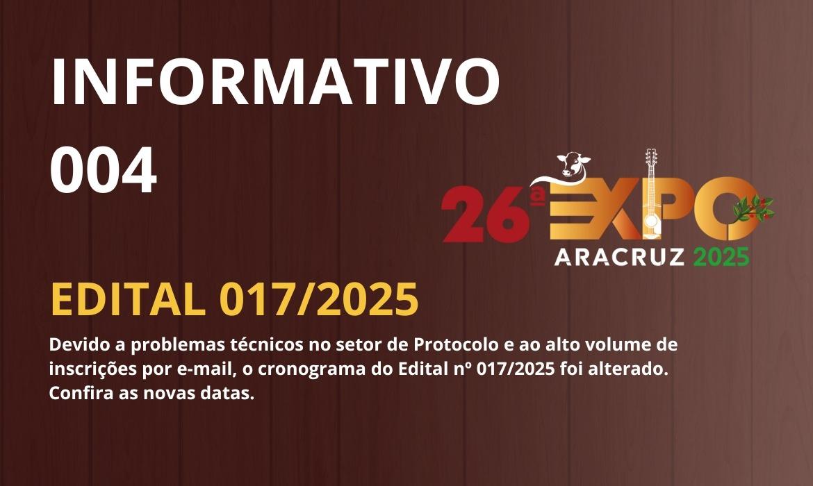 Expo Aracruz: Prefeitura publica o Informativo 004 que altera o cronograma de datas