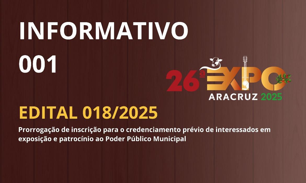 Expo Aracruz: prorrogação de prazo para credenciamento de interessados em exposição e patrocínio