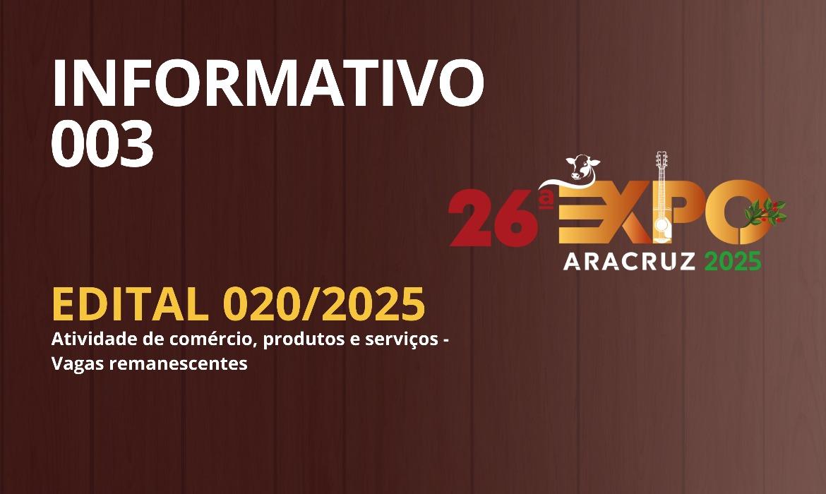 Expo Aracruz: Chamamento Público para vagas remanescentes para comércio, produtos e serviços